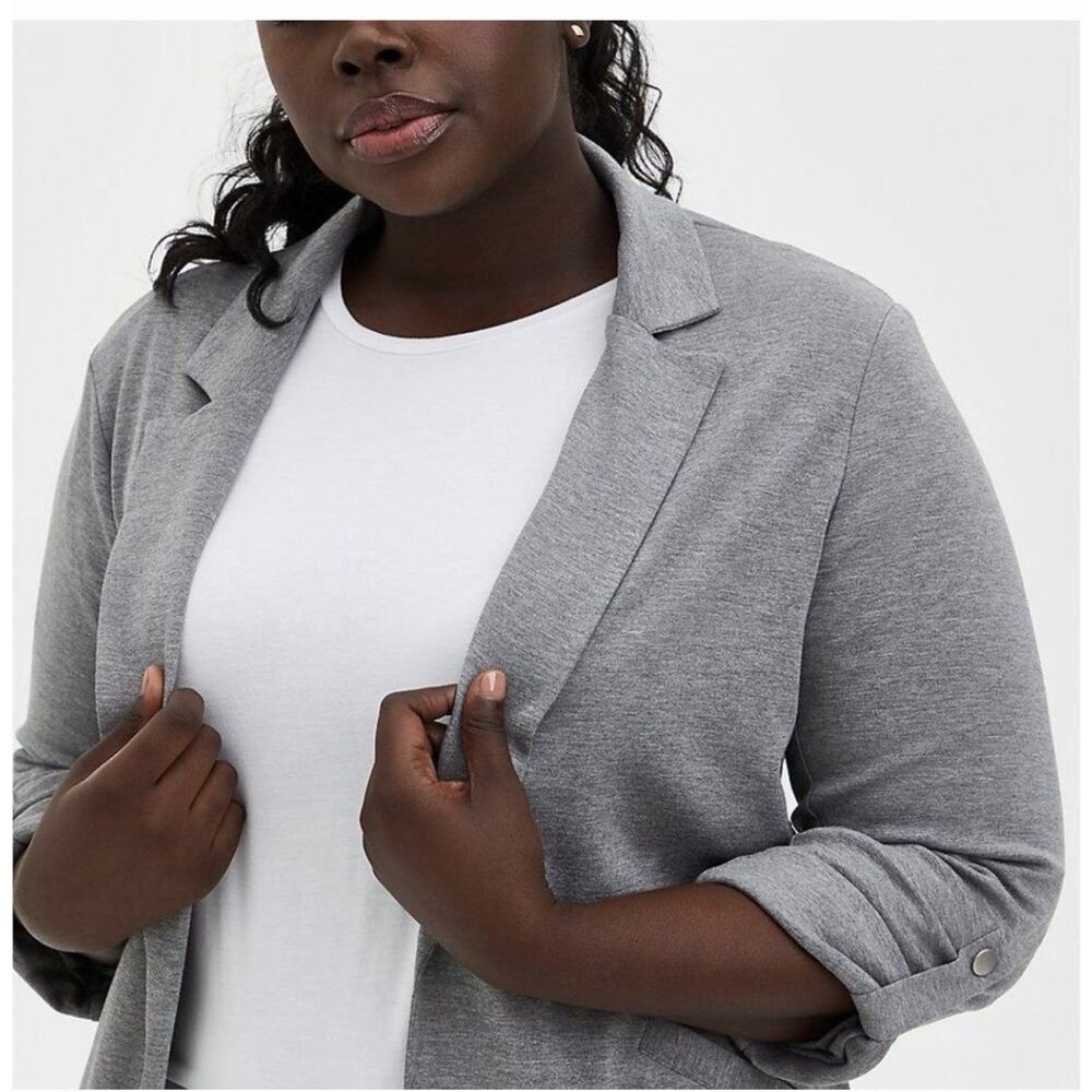 Torrid NWT Heather Grey Jersey Roll Sleeve Blazer 4X - Picture 3 of 13